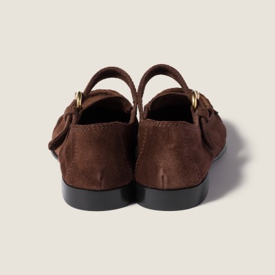 Miu Miu Suede Loafers With Buckle Dark Brown Miu Miu Suede Loafers With Buckle Dark Brown