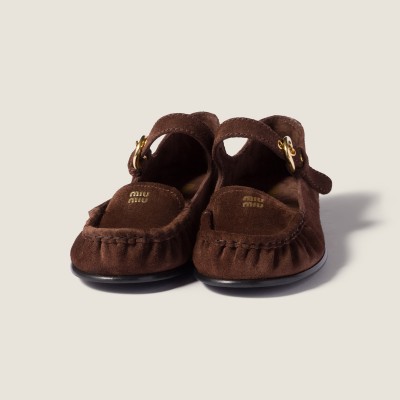 Miu Miu Suede Loafers With Buckle Dark Brown Miu Miu Suede Loafers With Buckle Dark Brown
