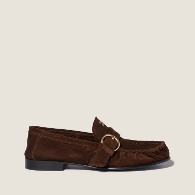 Miu Miu Suede Loafers With Buckle Dark Brown Miu Miu Suede Loafers With Buckle Dark Brown
