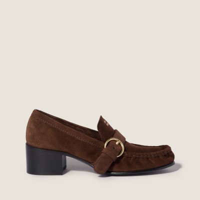 Miu Miu Suede Loafers With Buckle Dark Brown Miu Miu Suede Loafers With Buckle Dark Brown