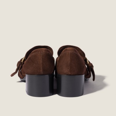 Miu Miu Suede Loafers With Buckle Dark Brown Miu Miu Suede Loafers With Buckle Dark Brown
