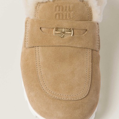 Miu Miu Suede Mules Ecru Miu Miu Suede Mules Ecru