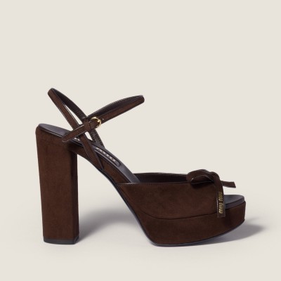 Miu Miu Suede Platform Sandals Dark Brown Miu Miu Suede Platform Sandals Dark Brown