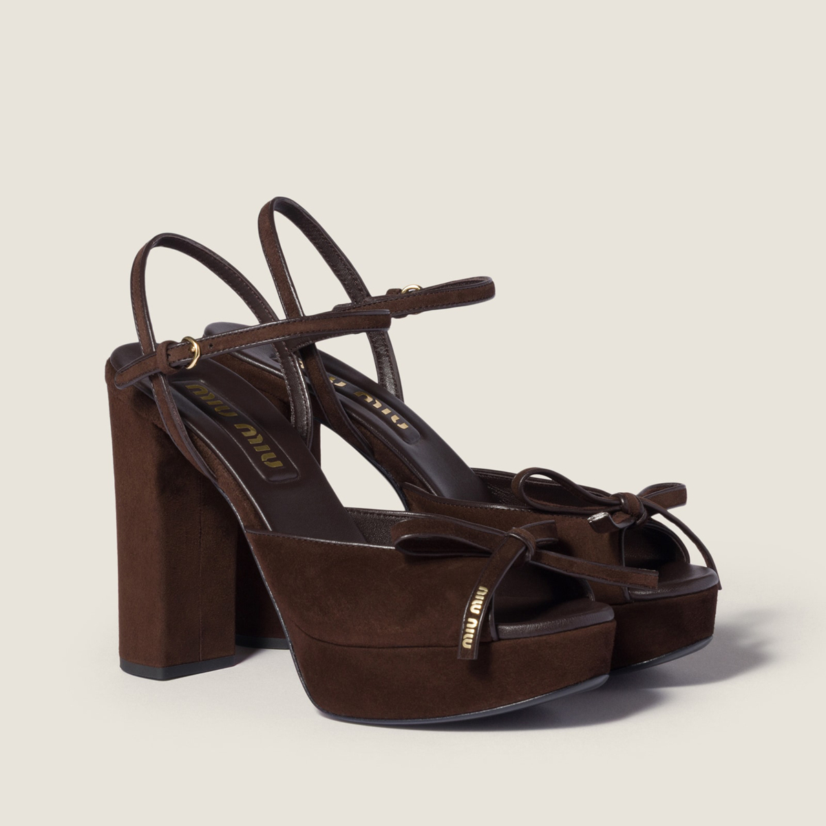 Miu Miu Suede Platform Sandals Dark Brown Miu Miu Suede Platform Sandals Dark Brown
