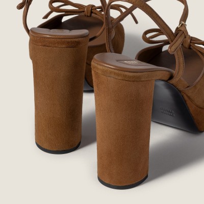 Miu Miu Suede Platform Sandals Oak Miu Miu Suede Platform Sandals Oak