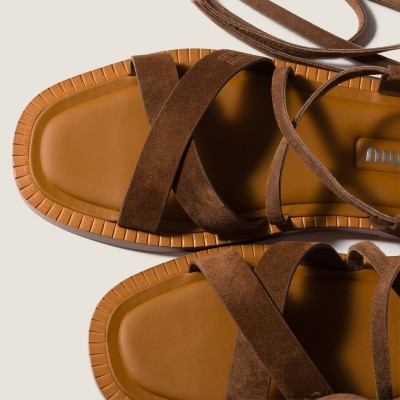 Miu Miu Suede Sandals Cocoa Brown
