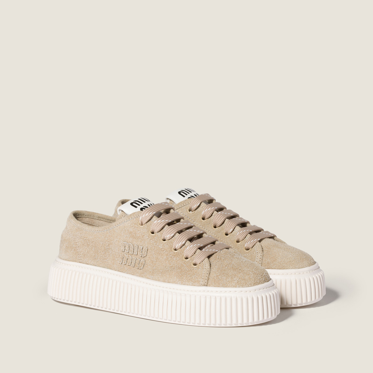 Miu Miu Suede Sneakers Desert Beige Miu Miu Suede Sneakers Desert Beige