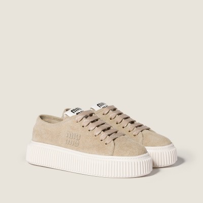 Miu Miu Suede Sneakers Desert Beige Miu Miu Suede Sneakers Desert Beige