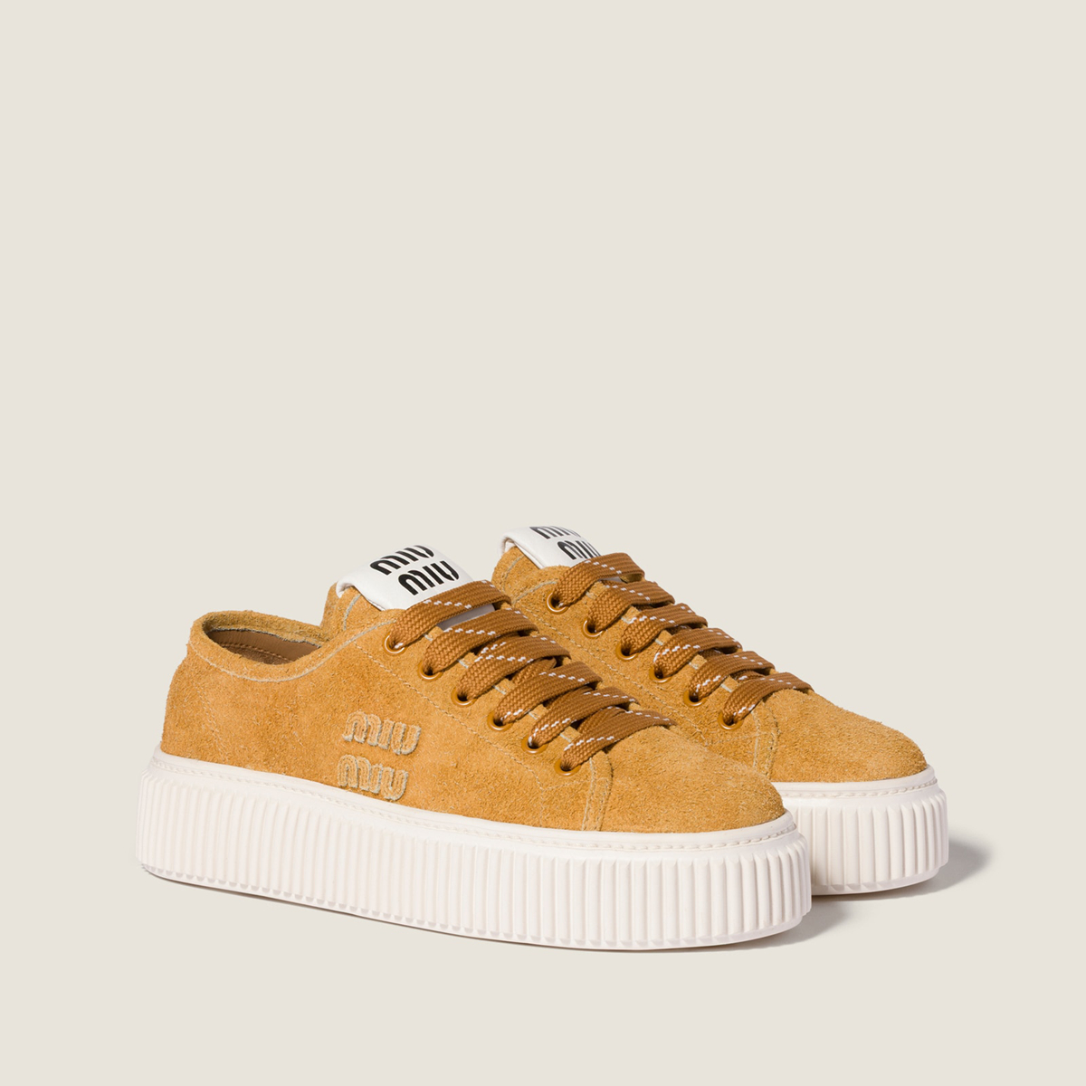 Miu Miu Suede Sneakers Light Tan Miu Miu Suede Sneakers Light Tan