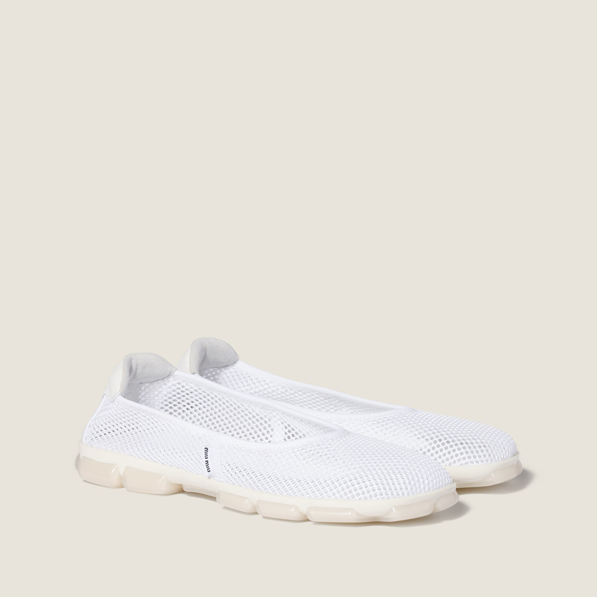 Miu Miu Technical Mesh Ballerinas White Miu Miu Technical Mesh Ballerinas White