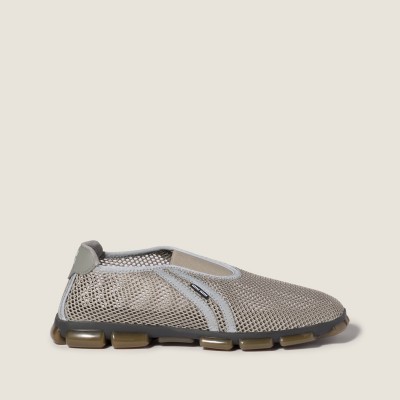 Miu Miu Technical Mesh Fabric Sneakers Steel Gray