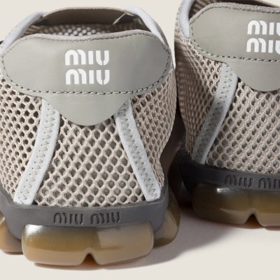 Miu Miu Technical Mesh Fabric Sneakers Steel Gray