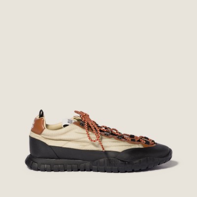 Miu Miu Tyre Technical Fabric And Leather Sneakers Raw White Miu Miu Tyre Technical Fabric And Leather Sneakers Raw White