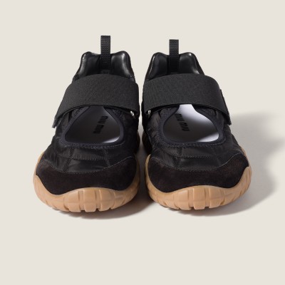 Miu Miu Tyre Technical Fabric And Suede Ballerinas Black Miu Miu Tyre Technical Fabric And Suede Ballerinas Black