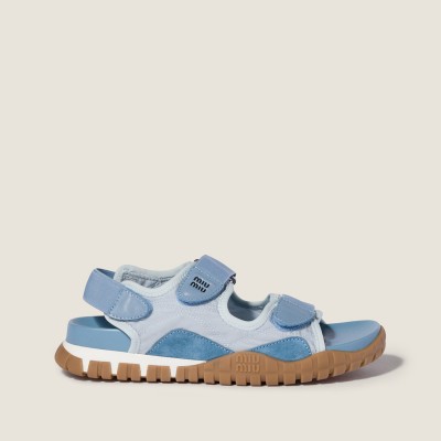 Miu Miu Tyre Technical Fabric And Suede Sandals Cornflower Miu Miu Tyre Technical Fabric And Suede Sandals Cornflower