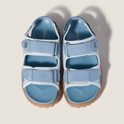 Miu Miu Tyre Technical Fabric And Suede Sandals Cornflower Miu Miu Tyre Technical Fabric And Suede Sandals Cornflower