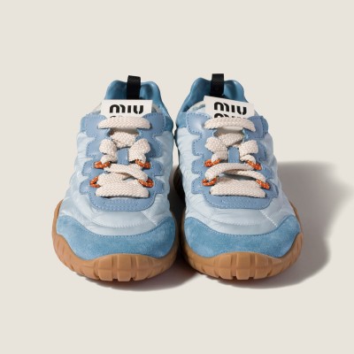 Miu Miu Tyre Technical Fabric And Suede Sneakers Cornflower Blue Astral Miu Miu Tyre Technical Fabric And Suede Sneakers Cornflower Blue Astral