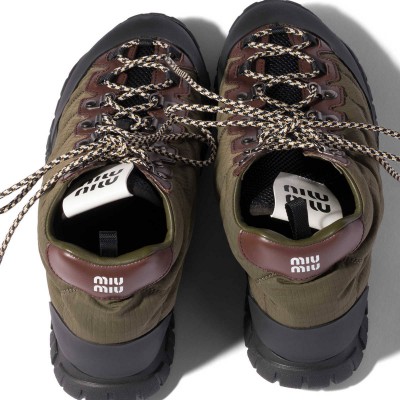Miu Miu Tyre Technical Fabric Sneakers Forest Green