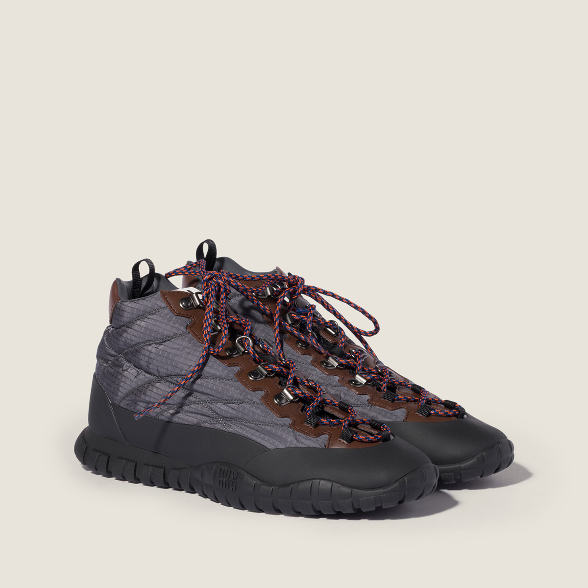 Miu Miu Tyre Technical Fabric Sneakers Hematite Miu Miu Tyre Technical Fabric Sneakers Hematite
