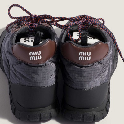 Miu Miu Tyre Technical Fabric Sneakers Hematite Miu Miu Tyre Technical Fabric Sneakers Hematite