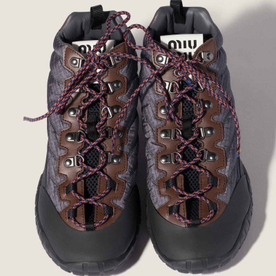 Miu Miu Tyre Technical Fabric Sneakers Hematite Miu Miu Tyre Technical Fabric Sneakers Hematite