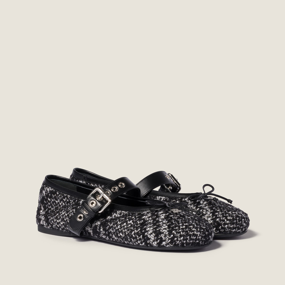 Miu Miu Wool And Silk Ballerinas Black Miu Miu Wool And Silk Ballerinas Black