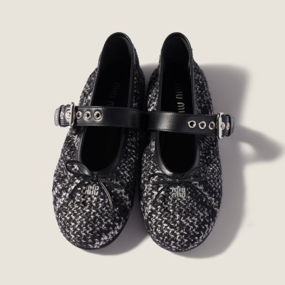 Miu Miu Wool And Silk Ballerinas Black Miu Miu Wool And Silk Ballerinas Black