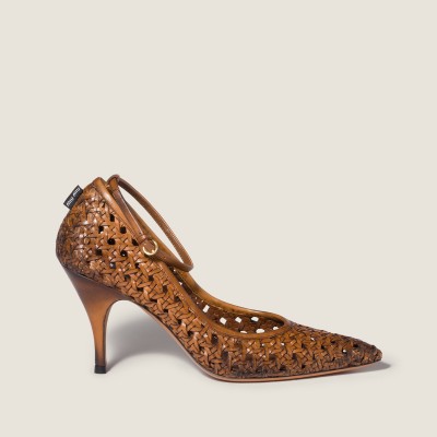Miu Miu Woven Leather Pumps Cognac Miu Miu Woven Leather Pumps Cognac