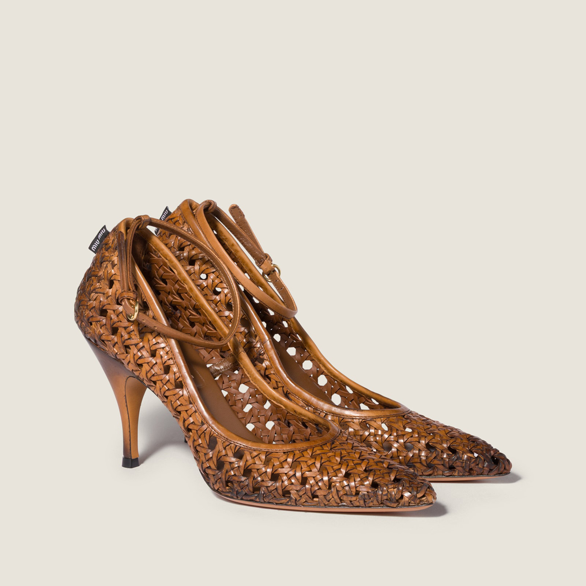 Miu Miu Woven Leather Pumps Cognac Miu Miu Woven Leather Pumps Cognac