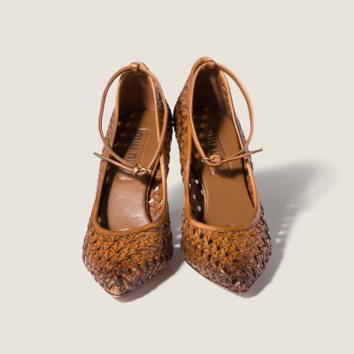 Miu Miu Woven Leather Pumps Cognac Miu Miu Woven Leather Pumps Cognac