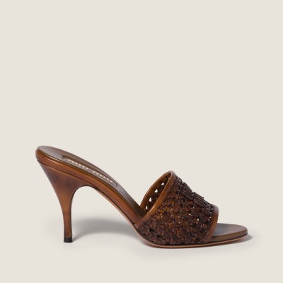 Miu Miu Woven Leather Sandals Cognac Miu Miu Woven Leather Sandals Cognac