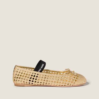 Miu Miu Woven Mordore Nappa Leather Ballerinas Platinum Miu Miu Woven Mordore Nappa Leather Ballerinas Platinum