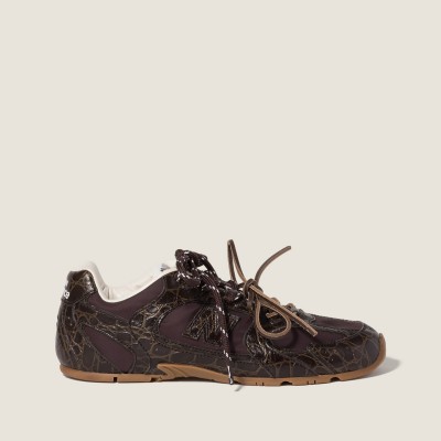 New Balance X Miu Miu 530 Sl Crocodile Embossed Calfskin And Technical Fabric Sneakers Dark Brown New Balance X Miu Miu 530 Sl Crocodile Embossed Calfskin And Technical Fabric Sneakers Dark Brown