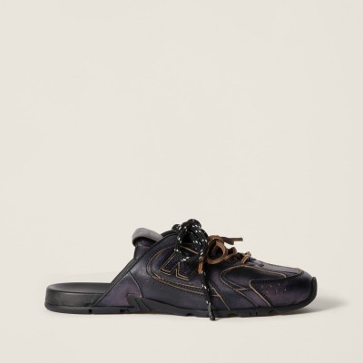New Balance X Miu Miu 530 Sl Deco Calf Leather Mules Black New Balance X Miu Miu 530 Sl Deco Calf Leather Mules Black