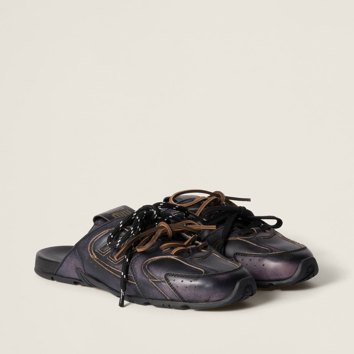 New Balance X Miu Miu 530 Sl Deco Calf Leather Mules Black New Balance X Miu Miu 530 Sl Deco Calf Leather Mules Black