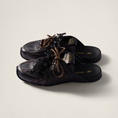New Balance X Miu Miu 530 Sl Deco Calf Leather Mules Black New Balance X Miu Miu 530 Sl Deco Calf Leather Mules Black