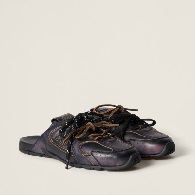 New Balance X Miu Miu 530 Sl Deco Calf Leather Mules Black