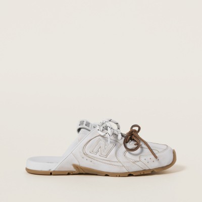 New Balance X Miu Miu 530 Sl Deco Calf Leather Mules White New Balance X Miu Miu 530 Sl Deco Calf Leather Mules White