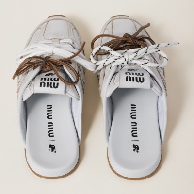 New Balance X Miu Miu 530 Sl Deco Calf Leather Mules White New Balance X Miu Miu 530 Sl Deco Calf Leather Mules White