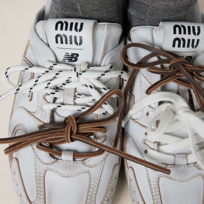 New Balance X Miu Miu 530 Sl Deco Calf Leather Mules White New Balance X Miu Miu 530 Sl Deco Calf Leather Mules White