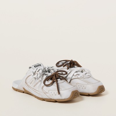 New Balance X Miu Miu 530 Sl Deco Calf Leather Mules White