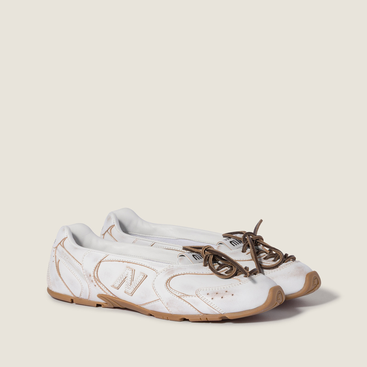 New Balance X Miu Miu 530 Sl Deco' Leather Ballerinas White New Balance X Miu Miu 530 Sl Deco' Leather Ballerinas White