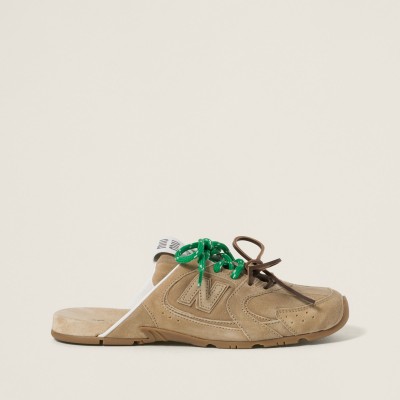New Balance X Miu Miu 530 Sl Faded Suede Mules Ecru New Balance X Miu Miu 530 Sl Faded Suede Mules Ecru