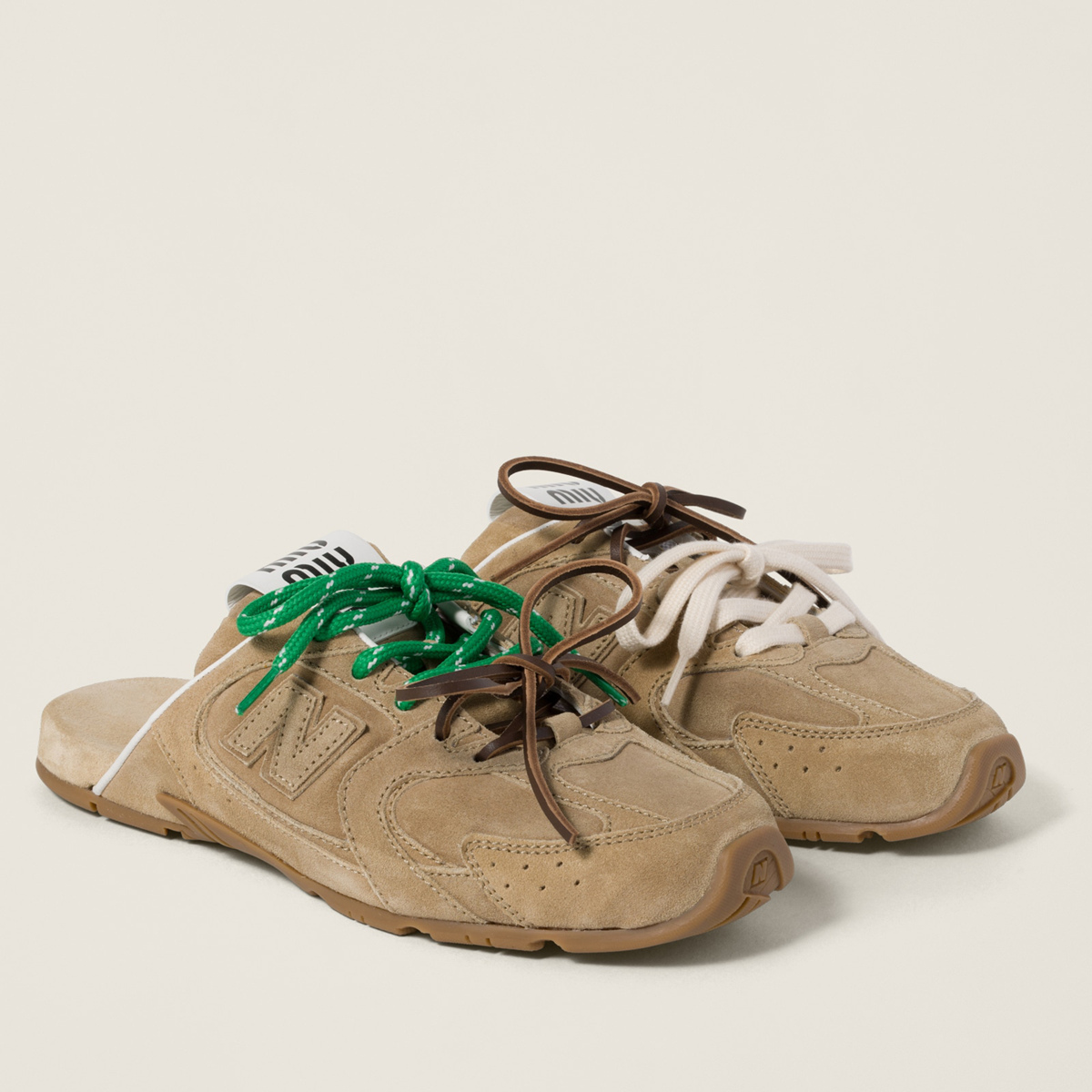 New Balance X Miu Miu 530 Sl Faded Suede Mules Ecru New Balance X Miu Miu 530 Sl Faded Suede Mules Ecru