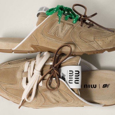 New Balance X Miu Miu 530 Sl Faded Suede Mules Ecru New Balance X Miu Miu 530 Sl Faded Suede Mules Ecru