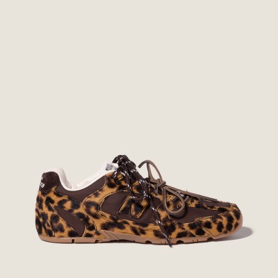 New Balance X Miu Miu 530 Sl Sneakers In Printed Leather And Technical Fabric Honey Brown New Balance X Miu Miu 530 Sl Sneakers In Printed Leather And Technical Fabric Honey Brown