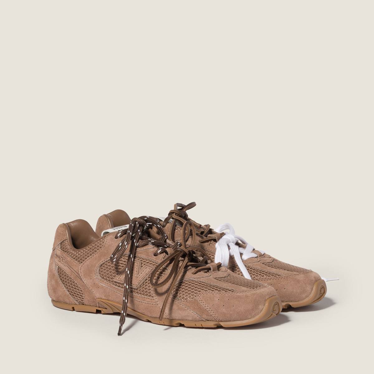 New Balance X Miu Miu 530 Sl Suede And Mesh Sneakers Hazelnut New Balance X Miu Miu 530 Sl Suede And Mesh Sneakers Hazelnut