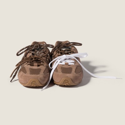 New Balance X Miu Miu 530 Sl Suede And Mesh Sneakers Hazelnut New Balance X Miu Miu 530 Sl Suede And Mesh Sneakers Hazelnut