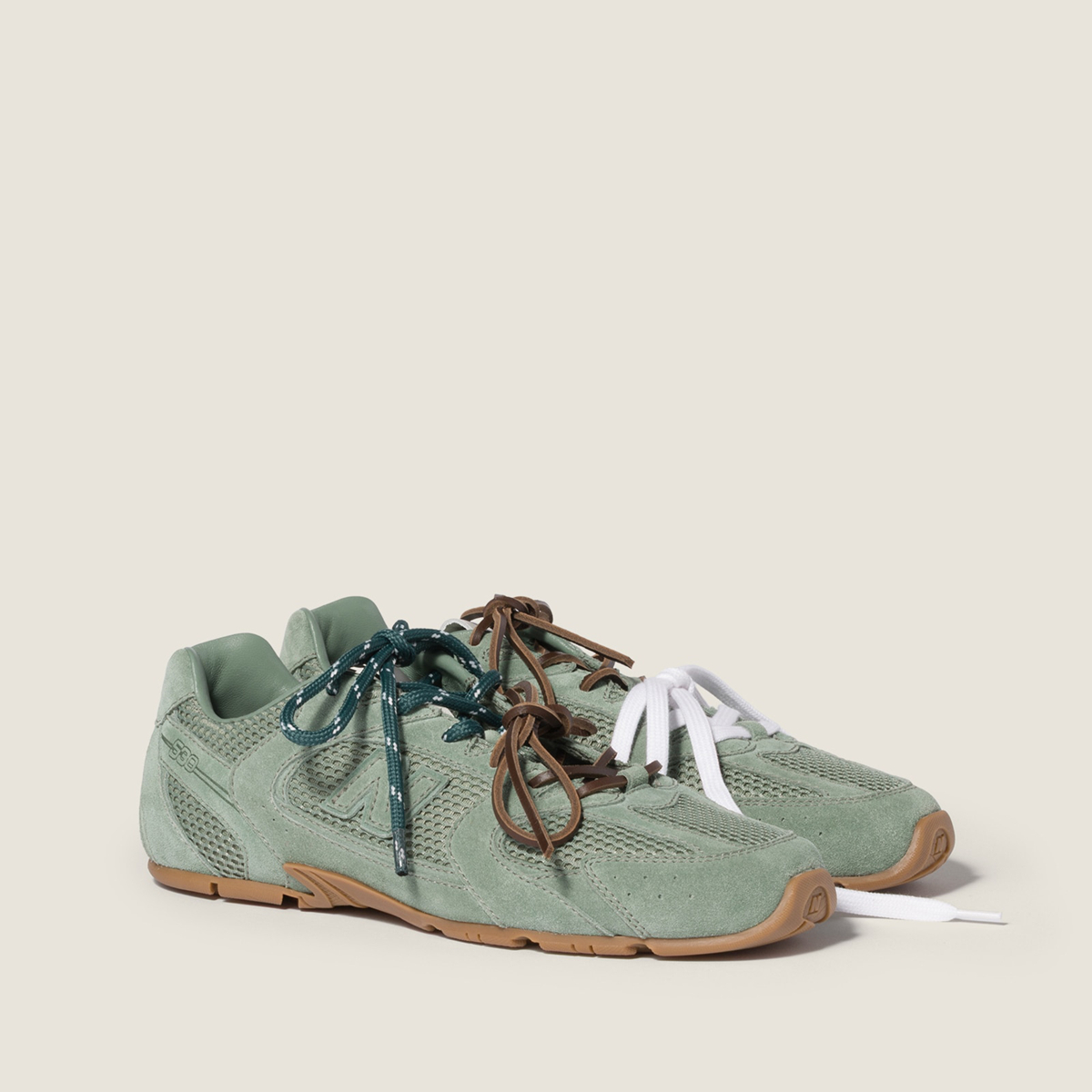 New Balance X Miu Miu 530 Sl Suede And Mesh Sneakers Sage Green New Balance X Miu Miu 530 Sl Suede And Mesh Sneakers Sage Green