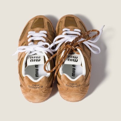 New Balance X Miu Miu 530 Sl Technical Fabric And Suede Sneakers Beige New Balance X Miu Miu 530 Sl Technical Fabric And Suede Sneakers Beige